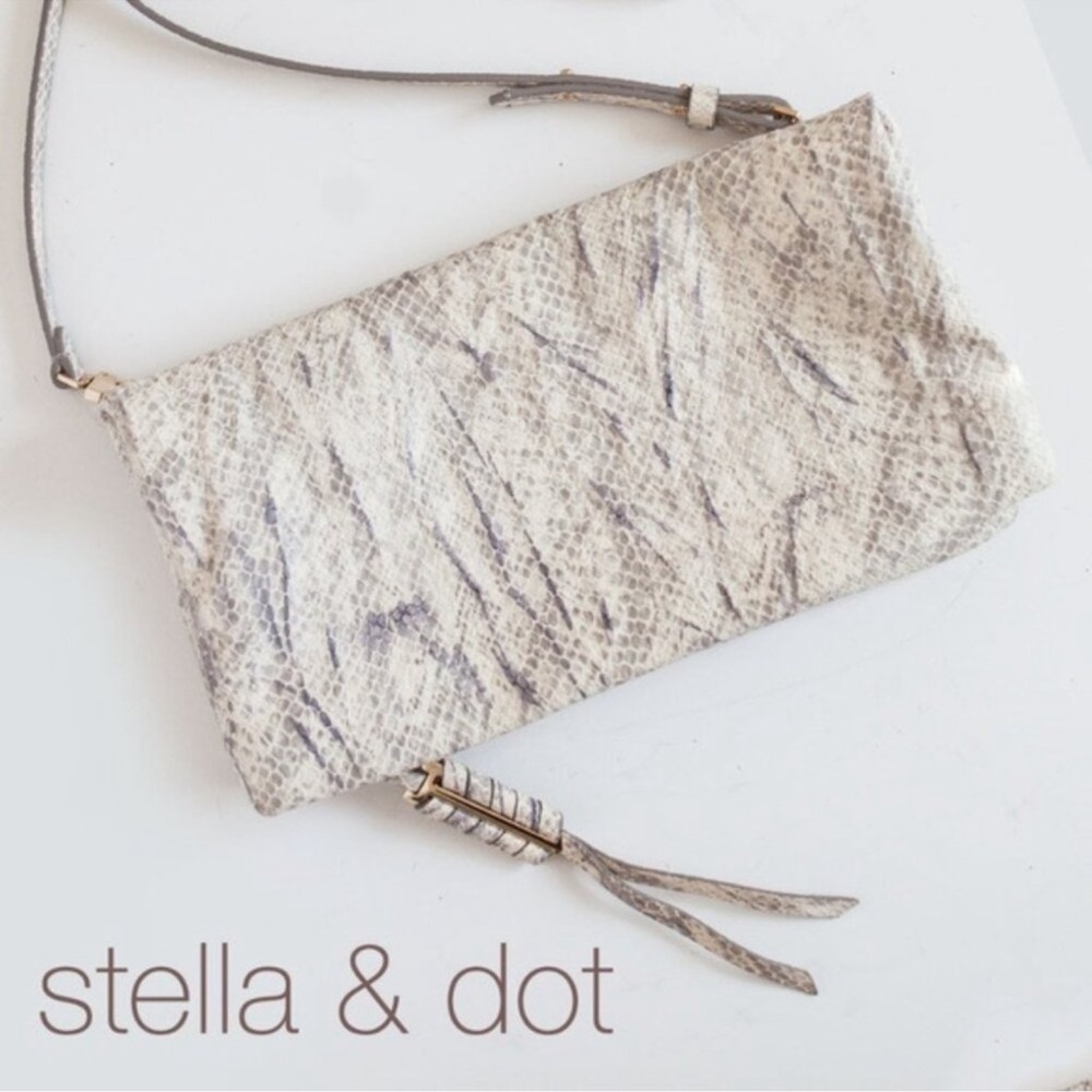 Stella & Dot Snakeskin-Print Wristlet Clutch in Beige and Taupe